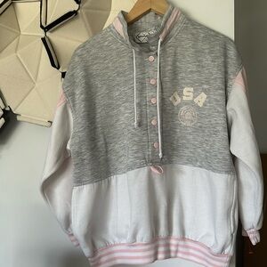 Vintage USA sweater pastel stripe button up Americana Medium